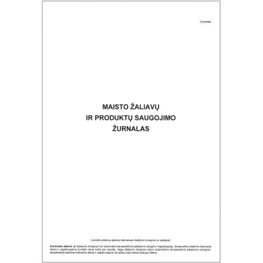 Maisto žaliavų ir produktų saugojimo žurnalas, A4, 24 lapai Maisto žaliavų ir produktų saugojimo žurnalas, A4, 24 lapai