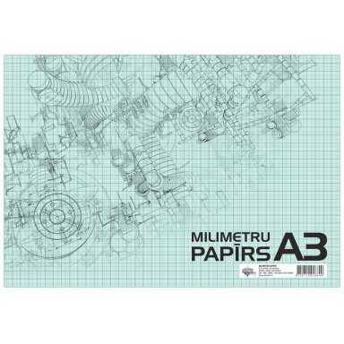 Milimetrinio popieriaus albumas, A3, 20 lapų Milimetrinio popieriaus albumas, A3, 20 lapų