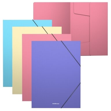 Plastikinis dėklas su guma MATT PASTEL, ErichKrause, A4, 500mkr, 4 sp. Plastikinis dėklas su guma MATT PASTEL, ErichKrause, A4, 500mkr, 4 sp.