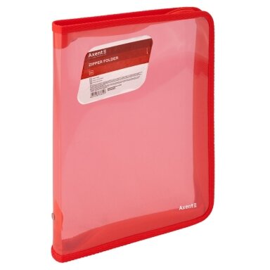 Plastikinis dėklas su užtrauktuku AXENT, B5, 550mkr, raudonos sp.