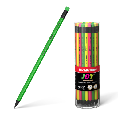 Plastikinis grafitinis pieštukas JOY, ErichKrause, HB, su trintuku Plastikinis grafitinis pieštukas JOY, ErichKrause, HB, su trintuku