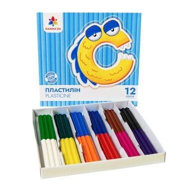 Plastilinas GAMMA'UA, 12 sp. po 12g, su peiliuku Plastilinas GAMMA'UA, 12 sp. po 12g, su peiliuku