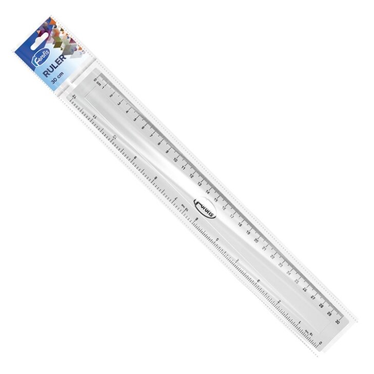 Plastikinė liniuotė FOROFIS, 30cm, skaidri, blisteryje 1 Plastikinė liniuotė FOROFIS, 30cm, skaidri, blisteryje 1