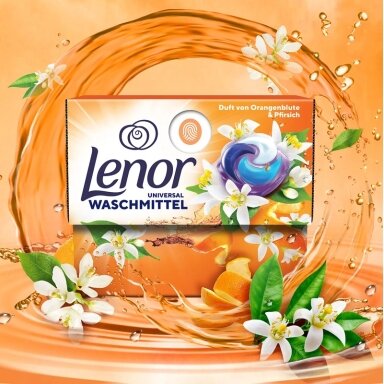 Skalbimo kapsulės LENOR All in 1 Universal Orange Blossom & Peach, 19 vnt.