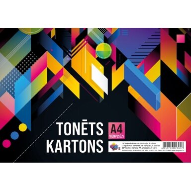 Spalvotas kartonas, A4, 8 sp., vienpusis, 230gsm