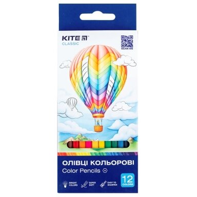 Spalvoti šešiabriauniai pieštukai CLASSIC, Kite, 12 sp. Spalvoti šešiabriauniai pieštukai CLASSIC, Kite, 12 sp.