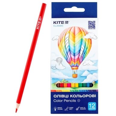 Spalvoti šešiabriauniai pieštukai CLASSIC, Kite, 12 sp. Spalvoti šešiabriauniai pieštukai CLASSIC, Kite, 12 sp.