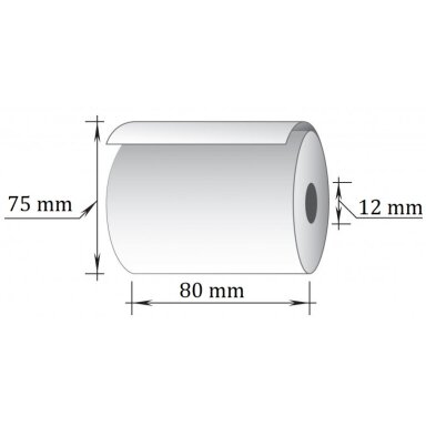 Terminė kasos juosta, 80x73m/12mm (maks.diam.75mm), 55gsm