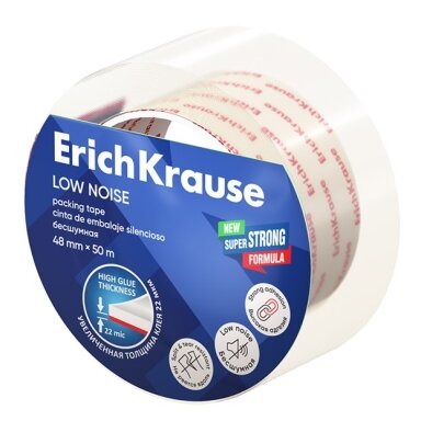 Tyli pakavimo juosta LOW NOISE, ErichKrause, 48mm x 50m, ypač skaidri Tyli pakavimo juosta LOW NOISE, ErichKrause, 48mm x 50m, ypač skaidri