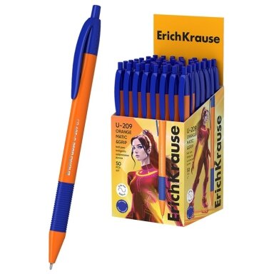 Ultra glide automatinis tušinukas U-209 ORANGE MATIC&GRIP, ErichKrause, 0.7mm, mėlynos sp. Ultra glide automatinis tušinukas U-209 ORANGE MATIC&GRIP, ErichKrause, 0.7mm, mėlynos sp.