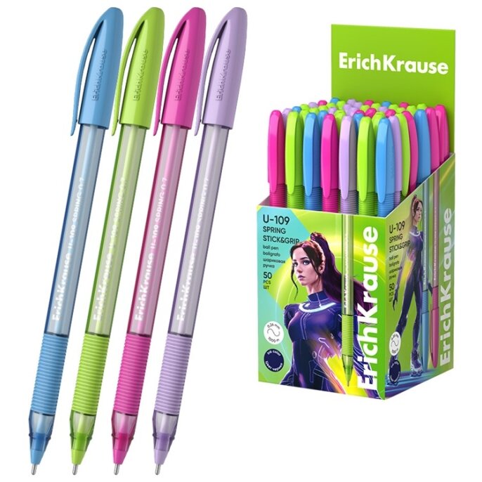 Ultra glide tušinukas U-109 SPRING STICK&GRIP, ErichKrause, 0.7mm, mėlynos sp. Ultra glide tušinukas U-109 SPRING STICK&GRIP, ErichKrause, 0.7mm, mėlynos sp.