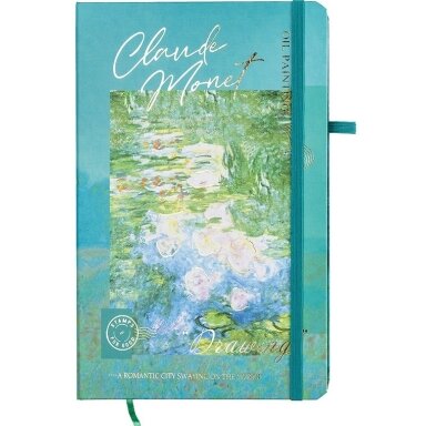 Užrašų knyga CLAUDE MONET , Centrum, A5, 80 lapų, 77gsm, linija, kietu viršeliu, su skirtuku ir gumele