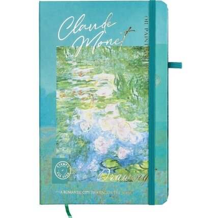 Užrašų knyga CLAUDE MONET , Centrum, A5, 80 lapų, 77gsm, linija, kietu viršeliu, su skirtuku ir gumele 1