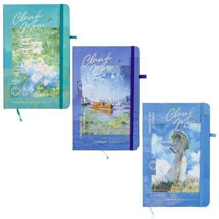 Užrašų knyga CLAUDE MONET , Centrum, A5, 80 lapų, 77gsm, linija, kietu viršeliu, su skirtuku ir gumele Užrašų knyga CLAUDE MONET , Centrum, A5, 80 lapų, 77gsm, linija, kietu viršeliu, su skirtuku ir gumele