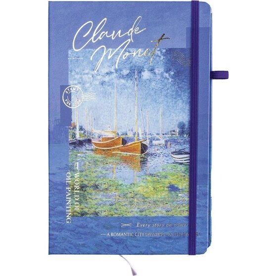 Užrašų knyga CLAUDE MONET , Centrum, A5, 80 lapų, 77gsm, linija, kietu viršeliu, su skirtuku ir gumele 2