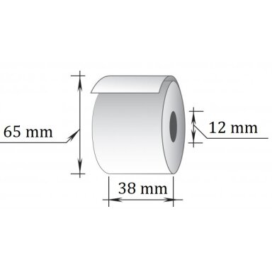 Vienasluoksnė kasos juosta, 38x43m/12mm (maks.diam.65mm)