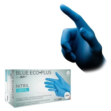 Vienkartinės nitrilinės pirštinės MED-COMFORT Eco-Plus, M dydis, mėlynos sp., be pudros, 100 vnt. Vienkartinės nitrilinės pirštinės MED-COMFORT Eco-Plus, M dydis, mėlynos sp., be pudros, 100 vnt.