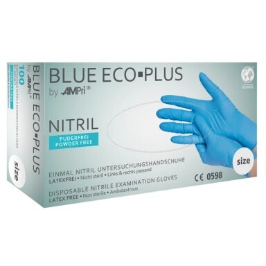Vienkartinės nitrilinės pirštinės MED-COMFORT Eco-Plus, M dydis, mėlynos sp., be pudros, 100 vnt. Vienkartinės nitrilinės pirštinės MED-COMFORT Eco-Plus, M dydis, mėlynos sp., be pudros, 100 vnt.