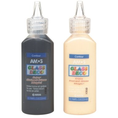 Vitražinių dažų kontūras GD22D24BG, AMOS, 22ml, juodos/aukso sp. Vitražinių dažų kontūras GD22D24BG, AMOS, 22ml, juodos/aukso sp.