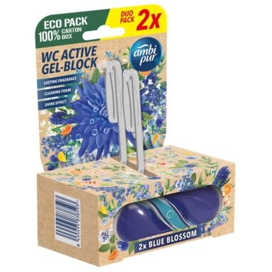 WC valiklis-gaiviklis AMBI PUR Blue Blossom, 2x45 g