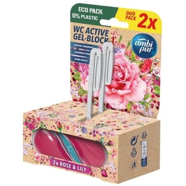 WC valiklis-gaiviklis AMBI PUR Rose & Lily, 2x45 g